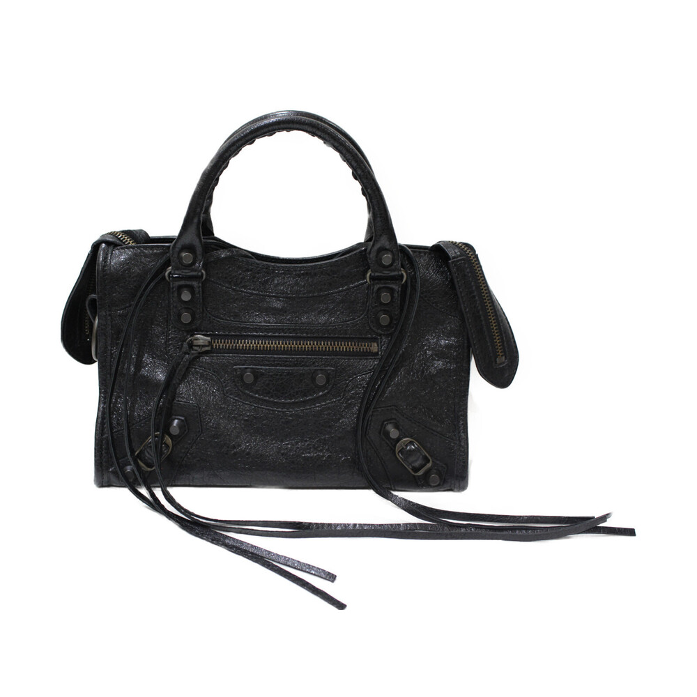 BALENCIAGA City Bag Black Leather Handbag Shoulder Strap